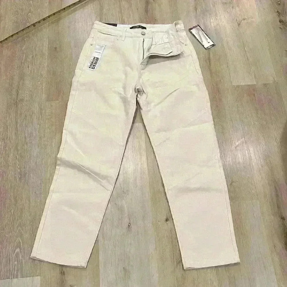 Mamba jeans high waist ankle cotton cream denim mom Jean - Picture 1 of 5